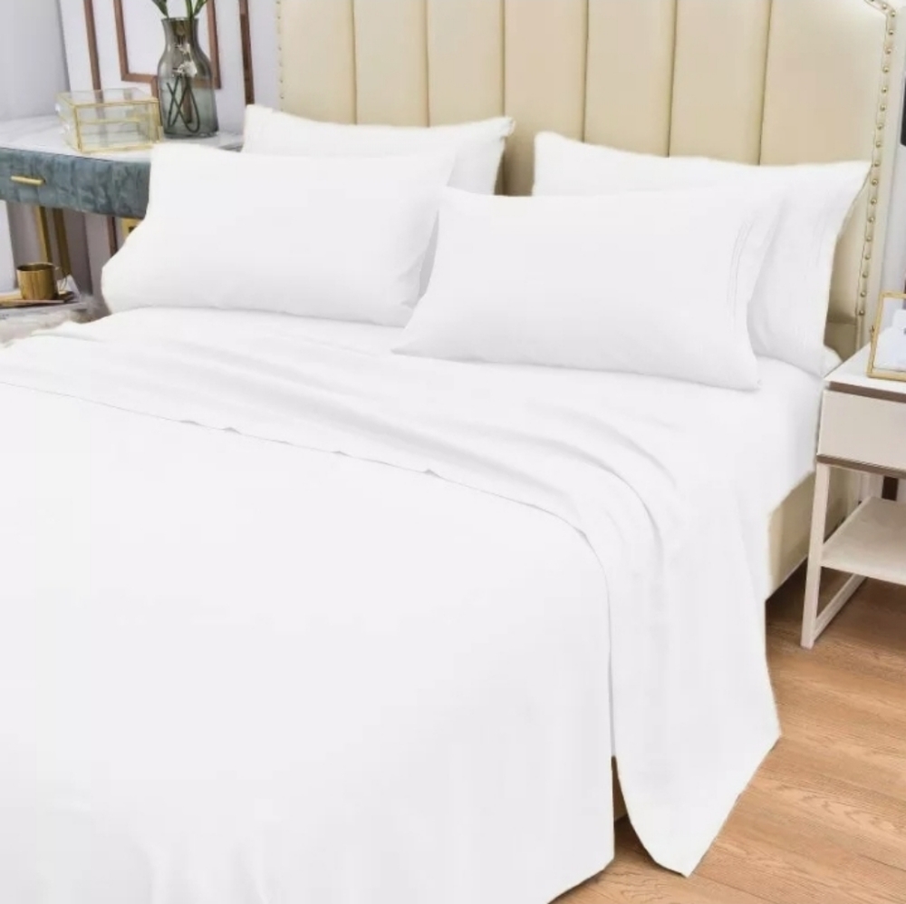 6 PCS Ultra Soft Cool Bamboo Sheet Set - Queen size-White